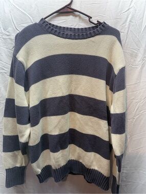 J. Galt Brandy Melville Oversized Striped Knit Sweater Blue Cream Cotton